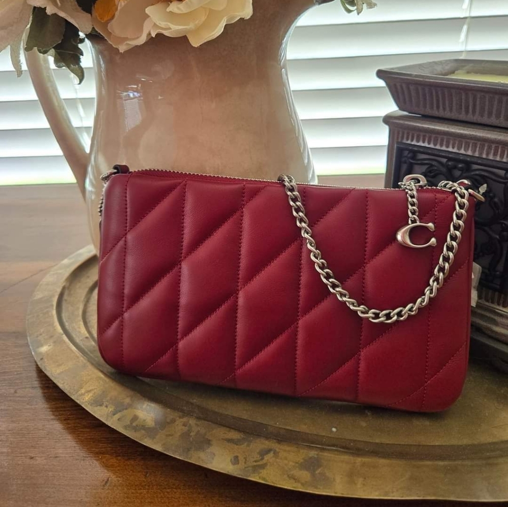 Pouch Bag With Pillow Quilting Ruby Red